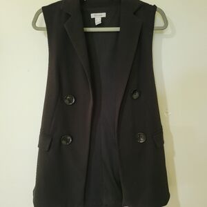 Black Sleeveless Blazer Vest